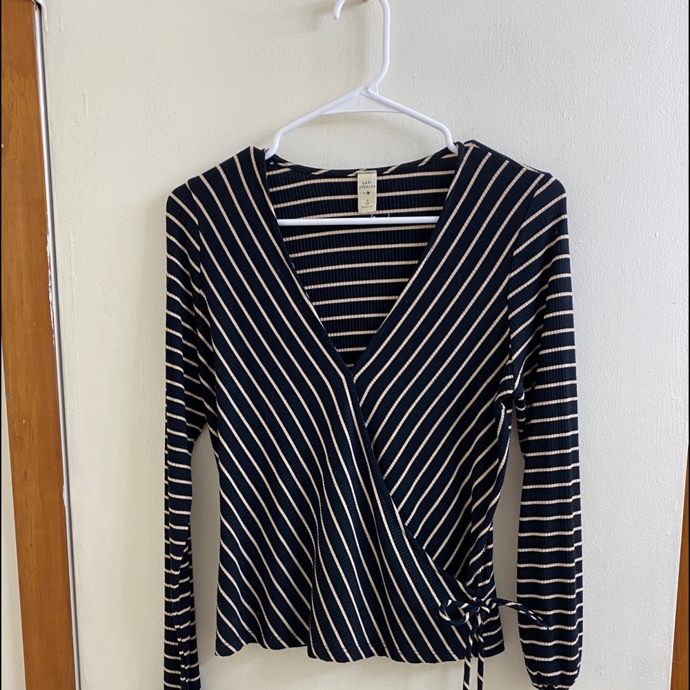 Striped Wrap Blouse